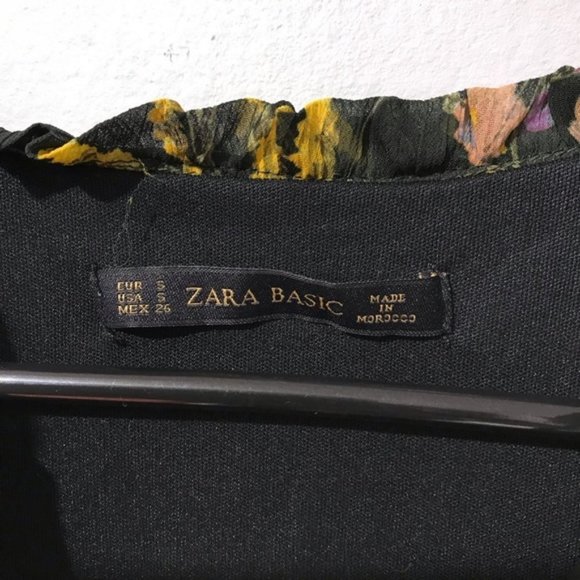 Zara Basic Floral Shift Dress with bell sleeves S - Picture 7 of 8